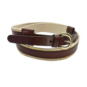 J. Crew | Women | Cotton Canvas Leather Trim Aged Vintage Thin Belt | Medium